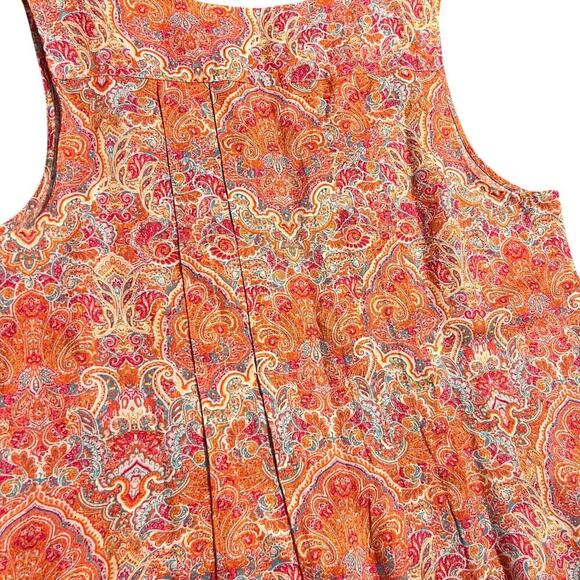 J. Jill Love Linen Paisley Printed Sleeveless Midi Dress Pockets Size Small Boho - Picture 5 of 8